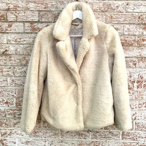 Jou Jou-Teddy Bear, Warm Faux-fur Beige Jacket
